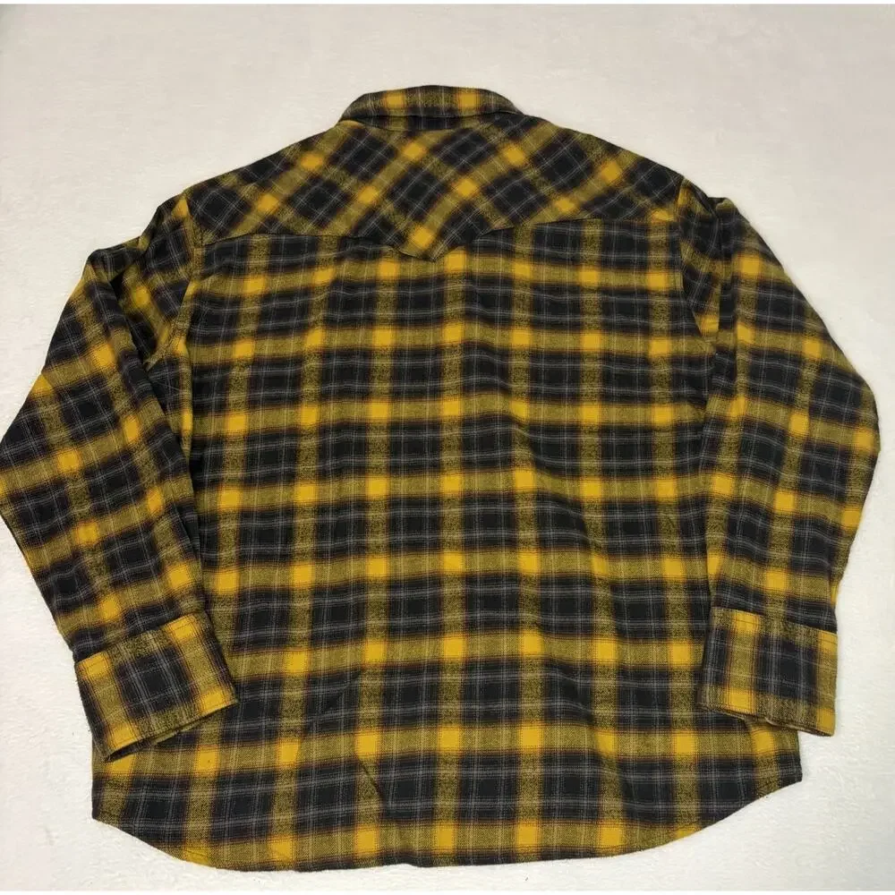 Levi's Relaxed Fit The Western Shirt Yellow Plaid Pearl Snap Flannel Medium